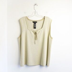 Cable & Gauge Sleeveless Sweater Pullover striped metallic print 3X vest bronze